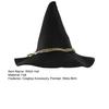 Halloween Black Witch Hat Masquerade Party Cosplay Costume Accessory Pointed Wide Brim Hemp Rope Felt Wizard Hat Party Supplies