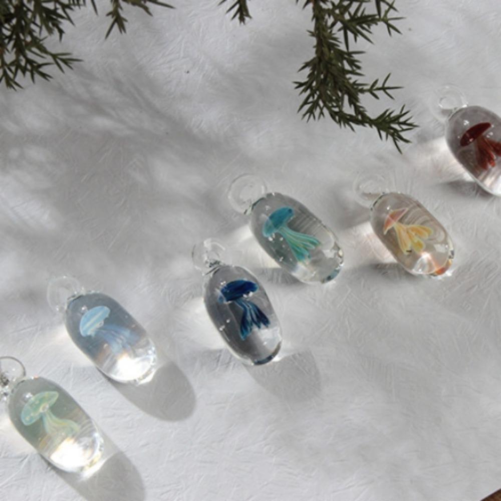 Jewelry Glassy Jellyfish Necklace Coloured Glaze Ocean Style Chain Choker Gift