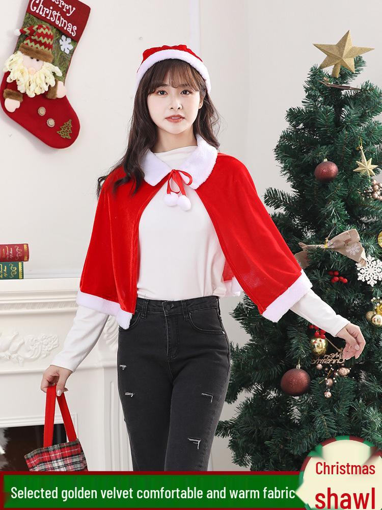 Gold Velvet Christmas Cloak for Adults and Kids - Perfect for Holiday Decorations