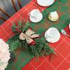 Classic Red Green Lace Christmas Table Runner Hollow Out Flower Table Decoration Wedding Party Festival Decor Tablecloth