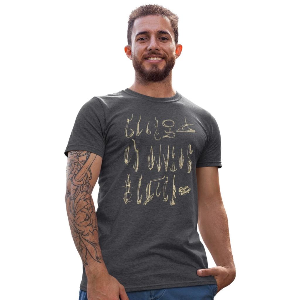 History of Fishing Hooks Hand Printed T-Shirt Palmthief Classics