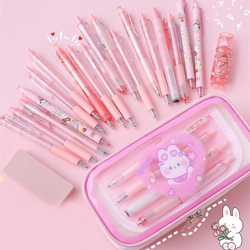 Kawaii прозрачный пенал большой емкости, водонепроницаемая сумка для ручек Kawaii косметичка с героями мультфильмов, школьные принадлежности, канцелярские принадлежности