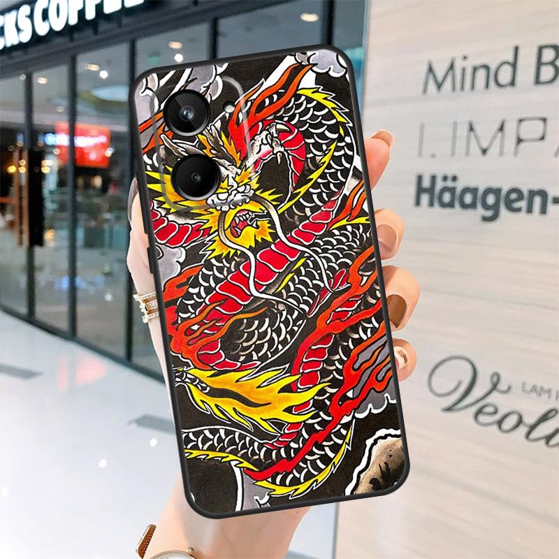 Японский чехол DRAGON TATTOO для Realme 15 Pro 14 13 11 12 Pro Plus GT7 GT6 C55 C51 C53 C35 C33 C61 C65 C67 C71 C75