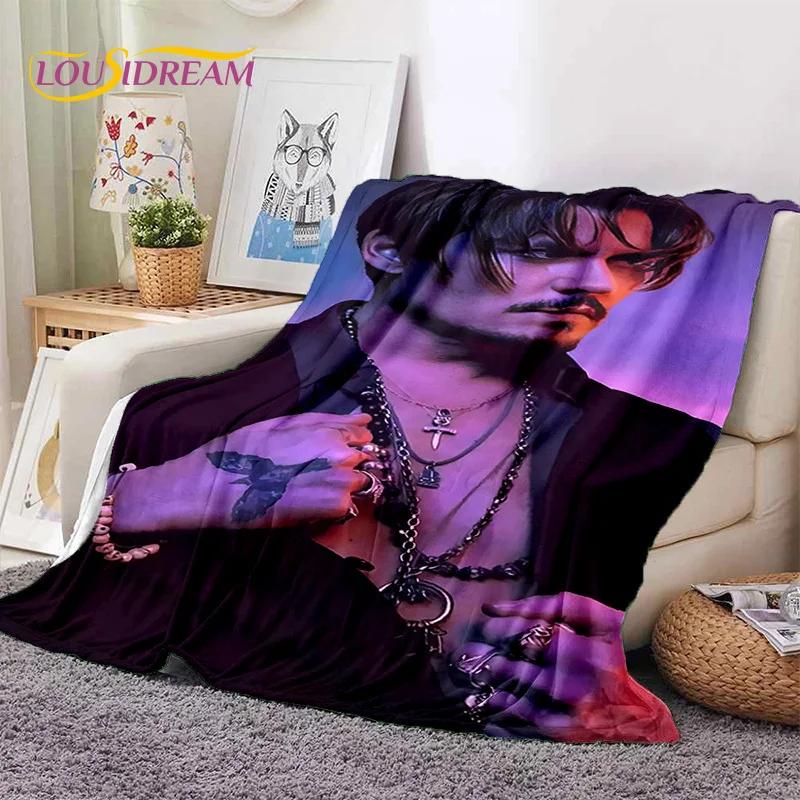 3D Printing Johnny Depp Star HD Soft Blankets,Keep Warm Throw Blanket Comfortable Blanket for Picnic Beds Sofa Home Bedroom Gift