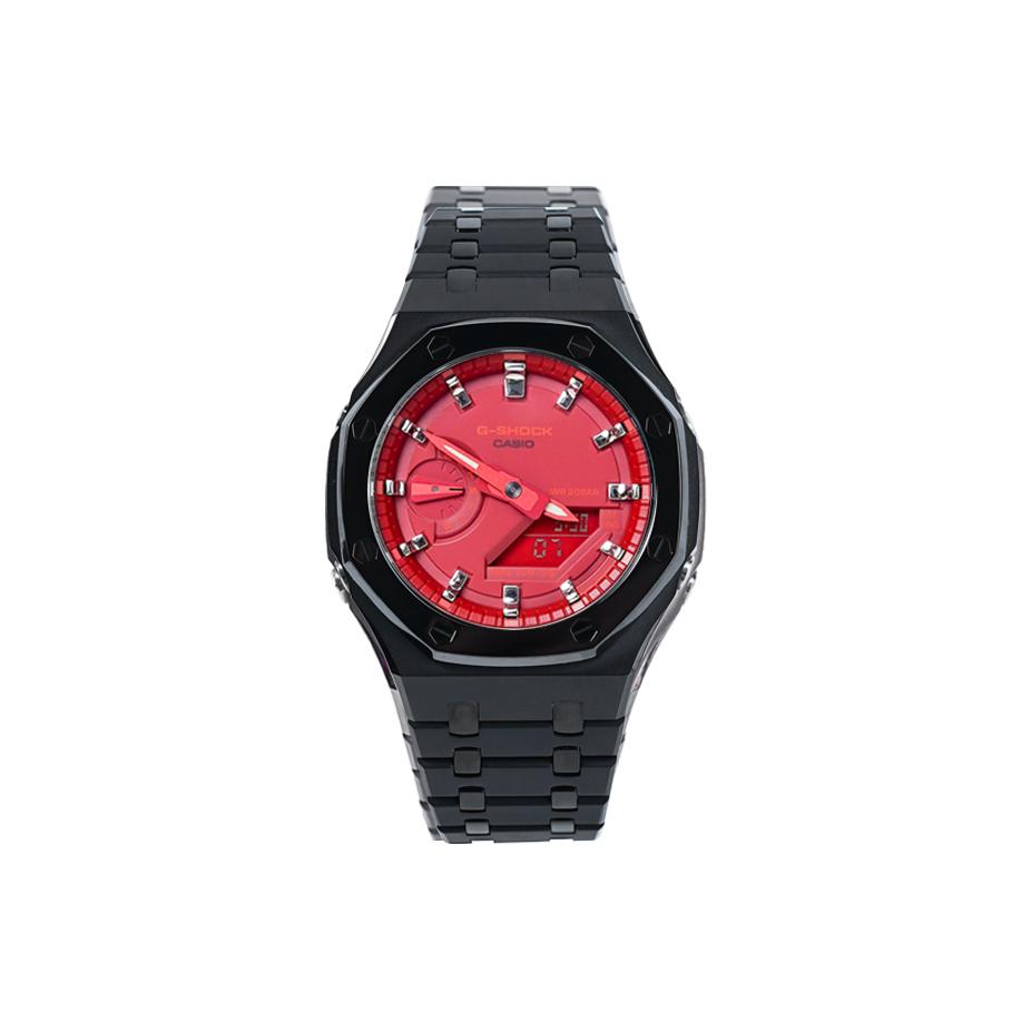CASIO Unisex Liquid Crystal,Analog Dual Display Series 48.5mm Red Watch GA-2100-4A(Watch8--)