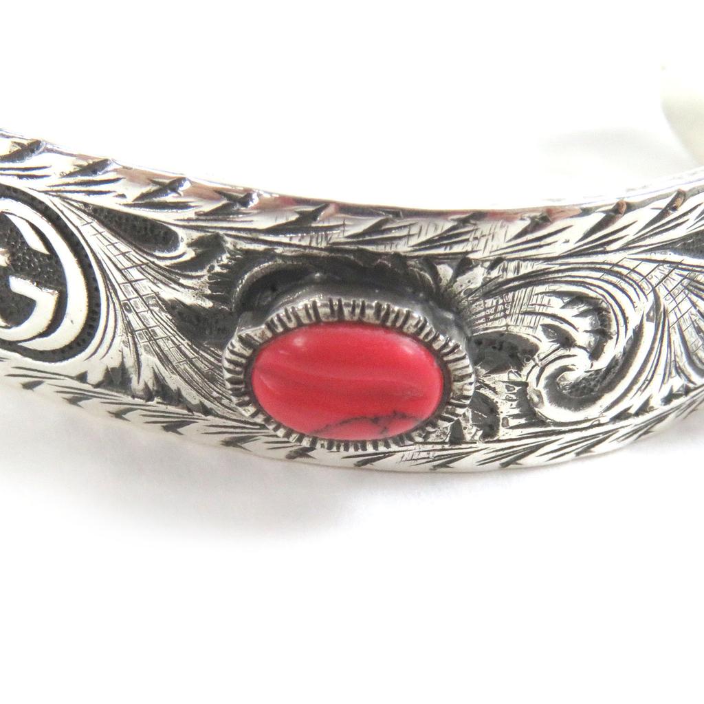 Great GUCCI Bangle Cat head Double G Le Marche des Merveilles Silver Turquoise Red Used