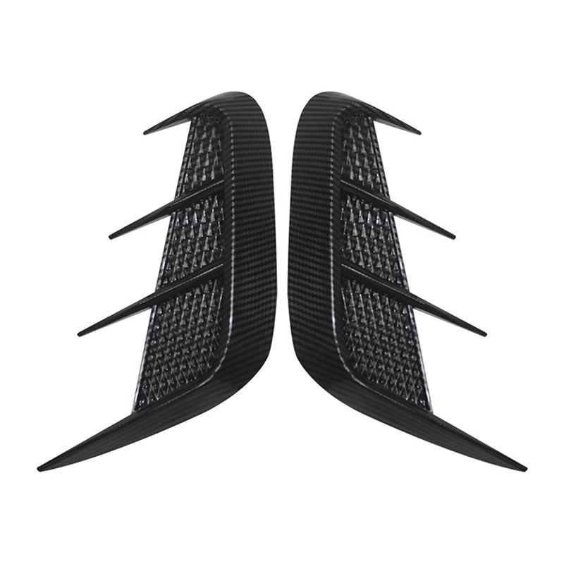 1 Pair Car Body Decoration Universal Carbon Fiber Pattern Soft Front Bumper Side  Air Flow Vent Cover Diy Accessories