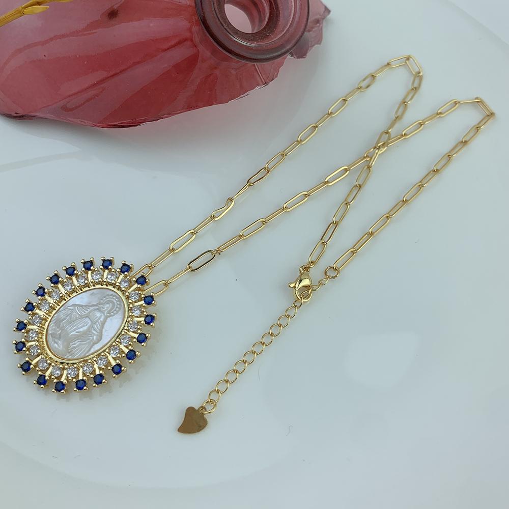 Религиозные ожерелья Святой Девы Марии для женщин с подвеской из натурального перламутра и циркония в виде ракушки, колье-чокер, ювелирные изделия