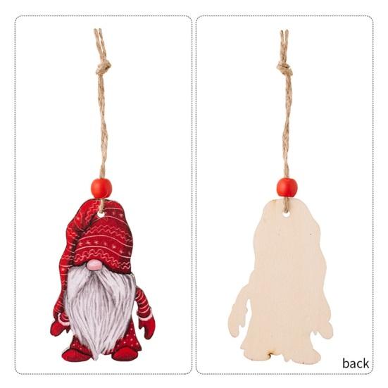 3 Pcs Christmas Gnome Ornaments Vintage Gnome Elf Wooden Hanging Decoration for Holiday Xmas Party Supplies