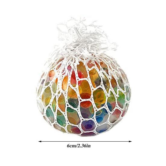 2Pcs Rainbow Stress Ball with Mesh Anxiety Relief TPR Colorful Beads