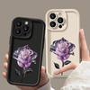 Мягкий чехол для телефона с принтом фиолетовой кристальной розы для iPhone 16 Pro Max 15 14 Pro 13 12 11 XS XR 8 7, модный противоударный чехол из ТПУ для защиты объектива, матовый чехол
