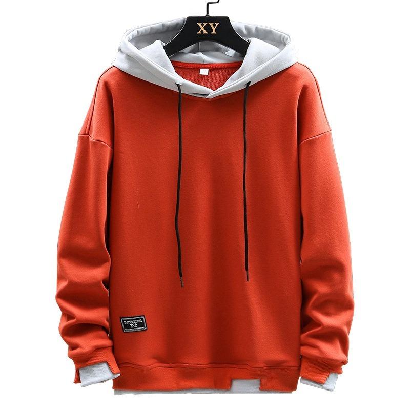 Men S Hooded Fake Two Piece Sweatshirt Japanese Casual Style