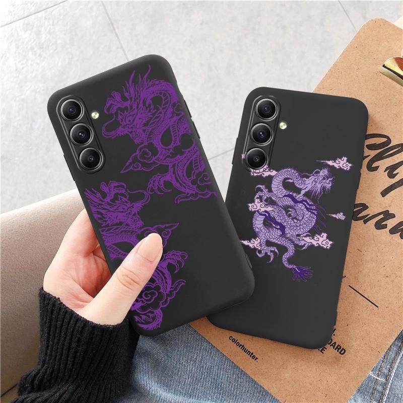 Мягкий силиконовый черный чехол с рисунком «Chines Loong» для Xiaomi Redmi Note 13 Pro 13C Poco C65 Samsung A55 S24 iPhone Camera Защитный противоударный чехол