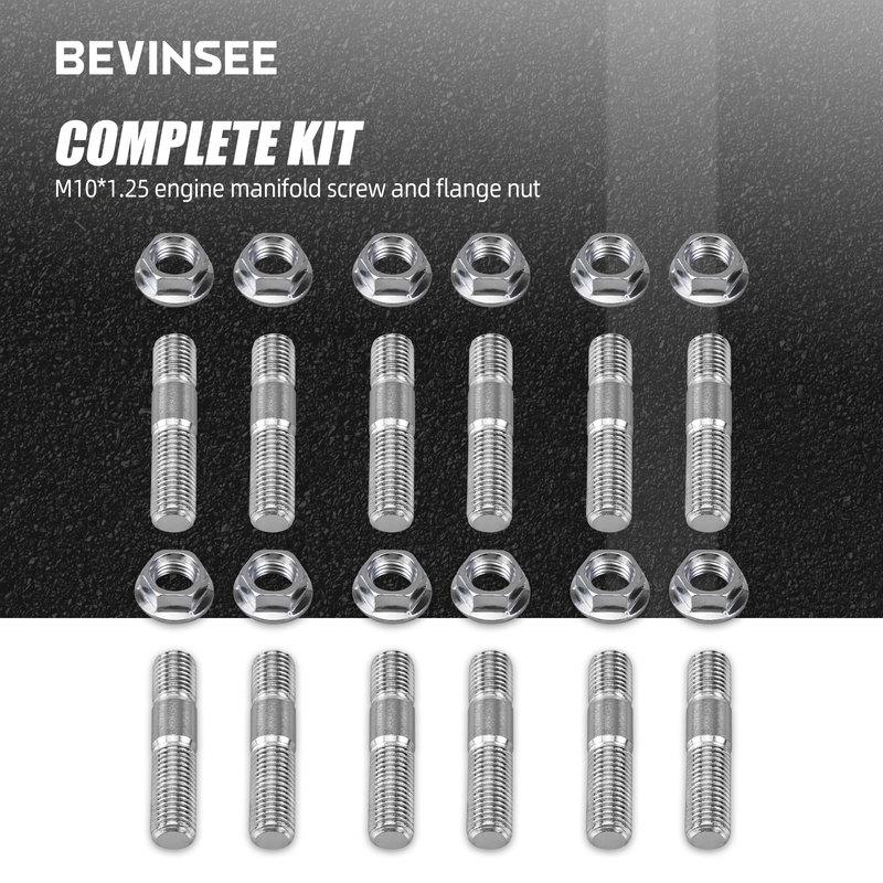 M10x1.25 Manifold Stud Assembly Bolts Kit Stainless Steel Nuts, for Toyota for Nissan for Honda