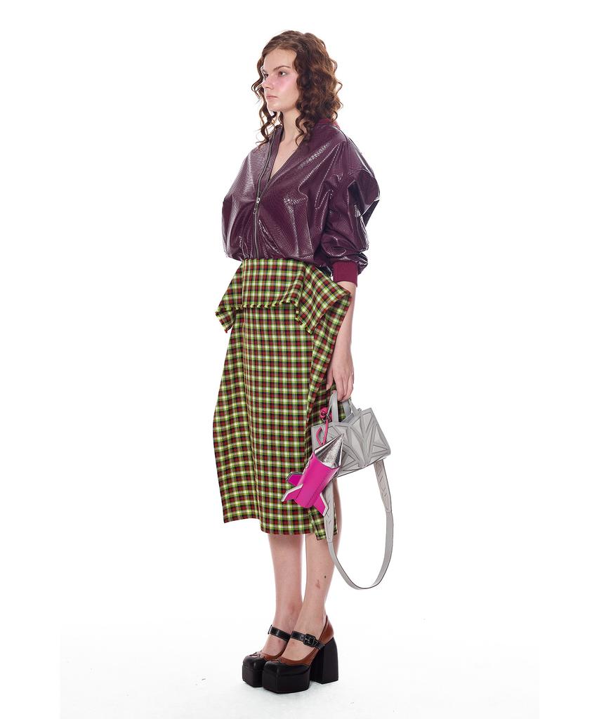 GREEDILOUS Check Pattern Folded Skirt