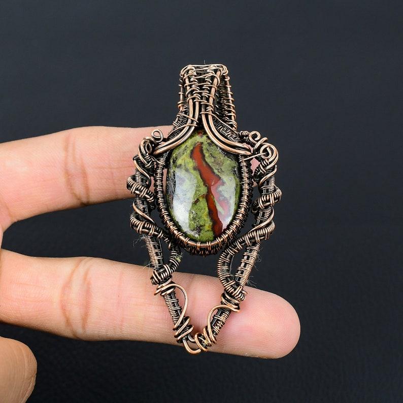 Dragon Blood Jasper Gemstone Pendant Copper Wire Wrapped Pendant Jewelry Copper Jewelry Handmade Pendant Gift For Her Mother Jasper Jewelry