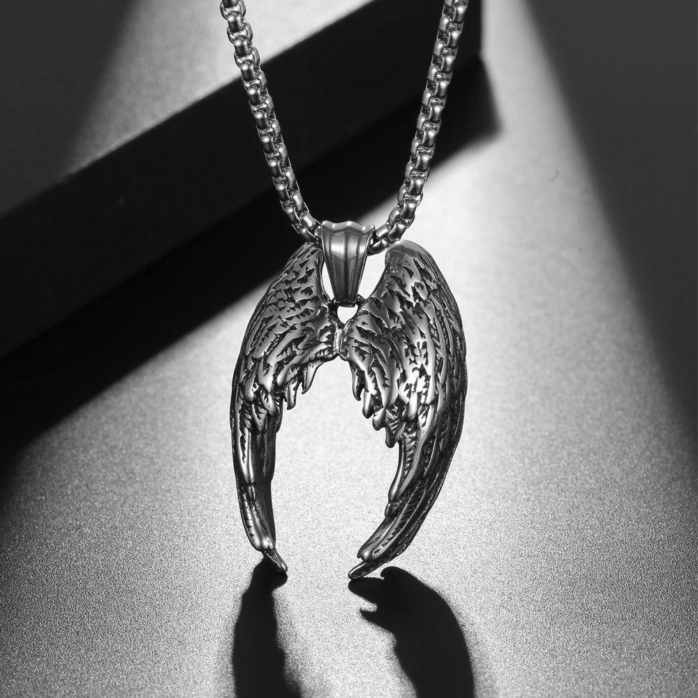 Stainless Steel Choker Korean Style Necklace Men Clavicle Chain Angel Wing Necklace Fashion Jewelry