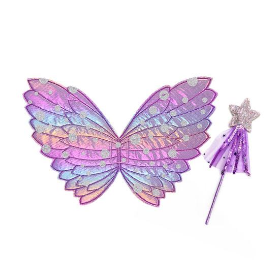 Butterfly Wing Props with Fairy Stick Realistic Patterns Colorful Fairy Wings Props Halloween Decoration