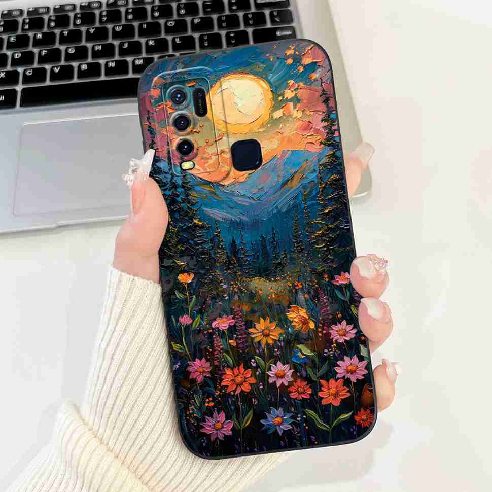 For vivo Y50 2020 1935 6.53" Case Cherry Girl Soft Silicone Cover Cartoon Rabbit For Vivo y50 VIVO Y50 V1965A Phone Cases Bumper