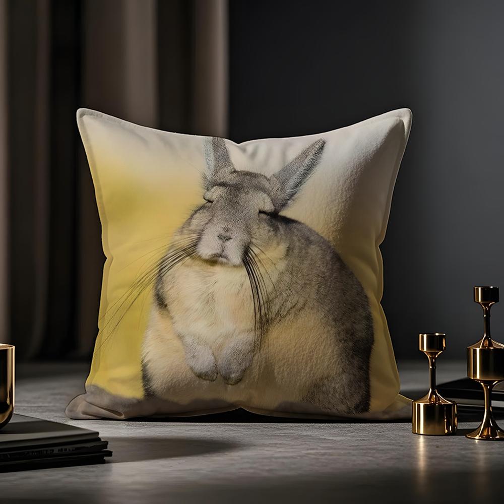 Anime Cute Rock Hyrax Animal Pillow Case Anti-Dustmite Pillowcase Invisible Zipper Silky Short Plush Sofa Cushion Cover