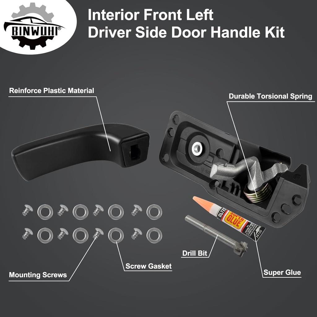 Interior Door Handle Front Left Driver Side Compatible With 2007-2014 Chevy Silverado Avalanche Suburban Tahoe GMC Sierra Cadillac Escalade ESV EXT