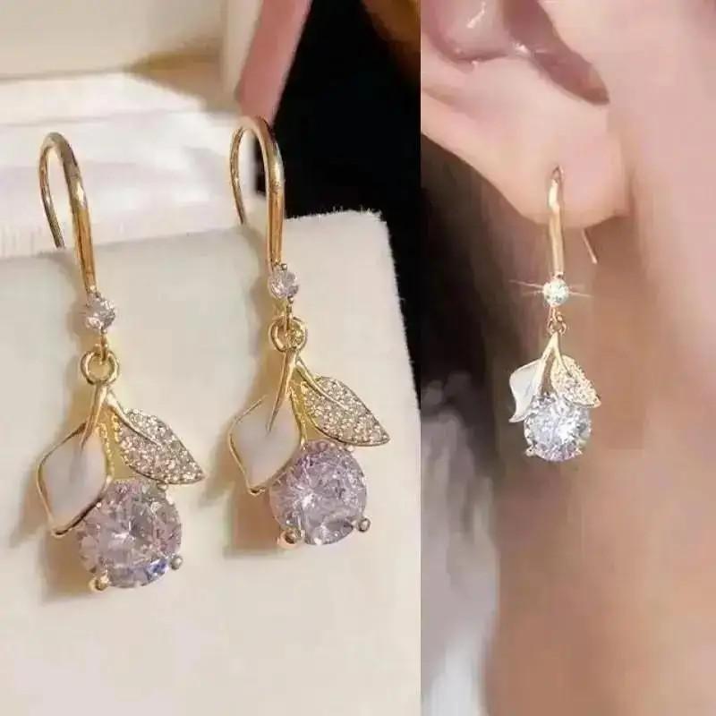 925 Silver Needle Korean Fashion Pearl Tassel Earrings For Women Jewelry Trending New Luxury Women's Zircon Pearl Earrings