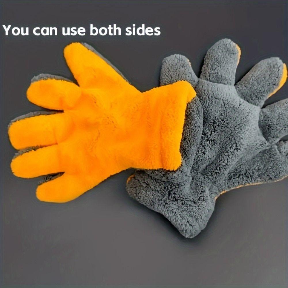 2Pcs Wear-resistant Car Wash Mitts Nonscratch Vehicle Cleaning Gloves  Car Body Interior
