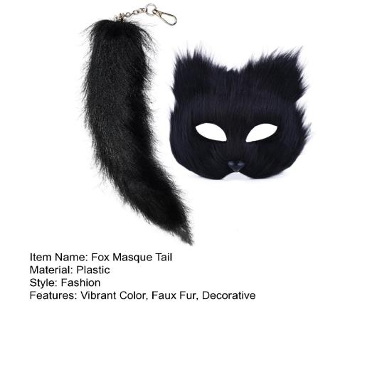 2 шт./компл., комплект с лисьим хвостом для девочек, пушистая маска, длинный лисьий хвост, комплект из искусственного меха, Хэллоуин, кошачий хвост, косплей, комплект с лисьим и волчьим хвостом