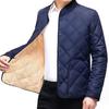 Men Winter Fall Coat Thick Plush Padded Stand Collar Neck Protection Warm Long Sleeve Pure Color Plus Size Soft Single-breasted Pockets Cardigan