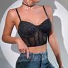 Sequined Fishbone Steel Ring Sexy Nightclub Crop Top