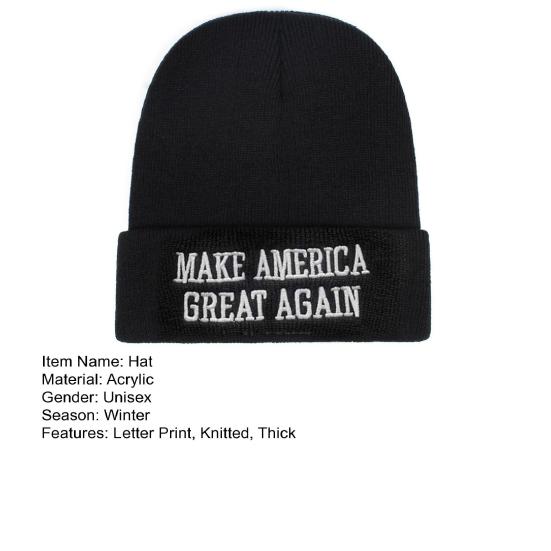 Winter Hat Makes America Great Again Trump President Election Campaign Knitted Thick Elastic Warm Windproof Cycling Outdoor Cap Headgear