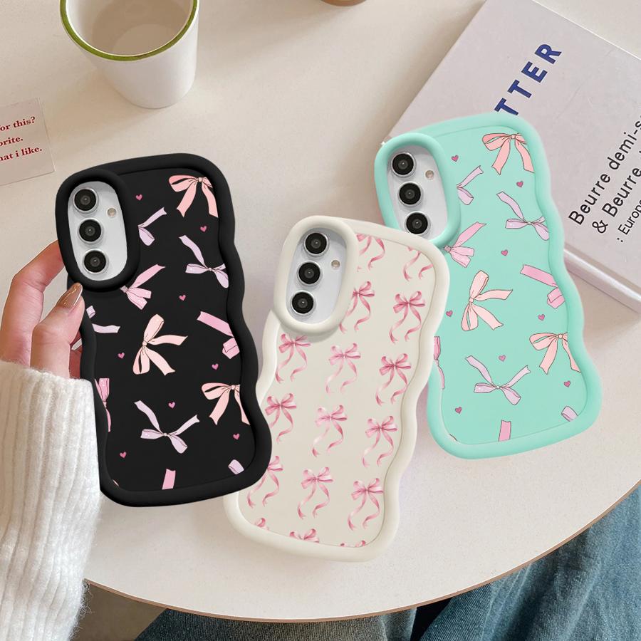Мягкий чехол для телефона Samsung Galaxy A11 A13 A16 A21s A14 A12 A26 A34 A15 A33 A35 A36 Розовый бант