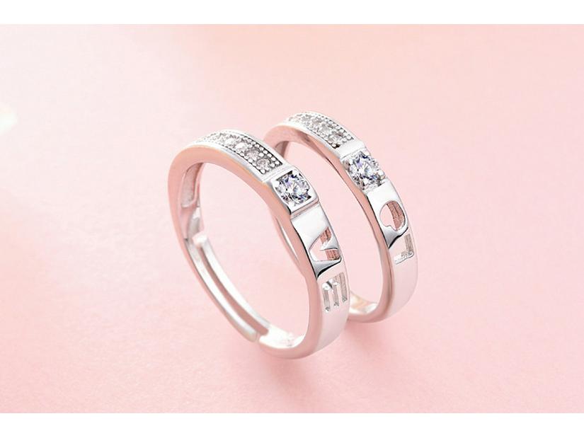 Tonglin S925 Sterling Silver Adjustable Couple Rings - Personalized Wedding Bands for Men & Women.