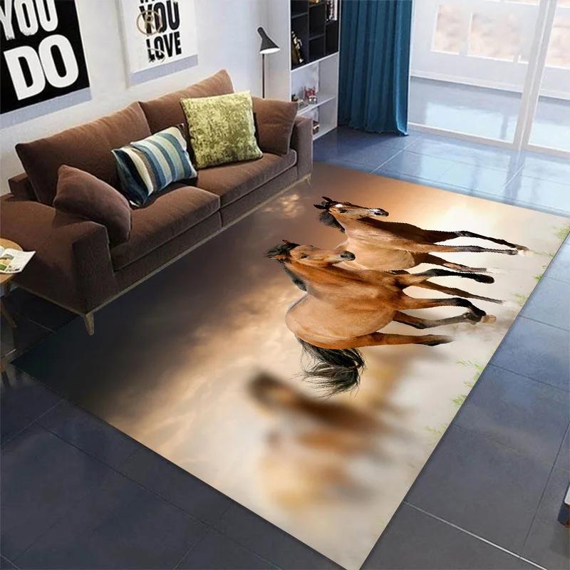 3D-печатные ковры с лошадьми Детские ковры с крупными животными для гостиной Противоскользящий мягкий напольный коврик для детских игр Домашний декор
