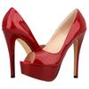 Women Pumps Sexy Peep Toe Platform 14cm Super High Heels Patent Leather Pumps Black Party Dress Red Wedding Shoes Stilettos Shoe