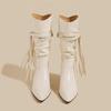 Fringe Women High Heels Boots Pointed Toe Heeled Shoes Winter Designer New Chunky Chelsea Boots Suede Shoes Mujer Botas