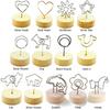 Ornament Home Decoration Photo Clips Picture Holder Frame Round Wooden Base Message Paper Support