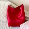 Large Capacity Satin Tote Bag Solid Color Lightweight Underarm Bag Cute Simple Shoulder Bag  Casual