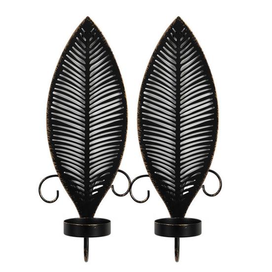 1/2 шт. Винтажные настенные бра Подсвечник Полый Перо Железное искусство Подсвечник для чайной свечи Гостиная Спальня Настенное украшение Подсвечник