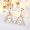 Temperament Versatile Earrings for Women, Simple and Fashionable Triangle Earrings, Artificial Pearl Earrings