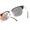 Ultralight Retro Cat Eye Half-Rim Transparent Gray Pure Titanium Eyeglasses Frame for Prescription Lenses