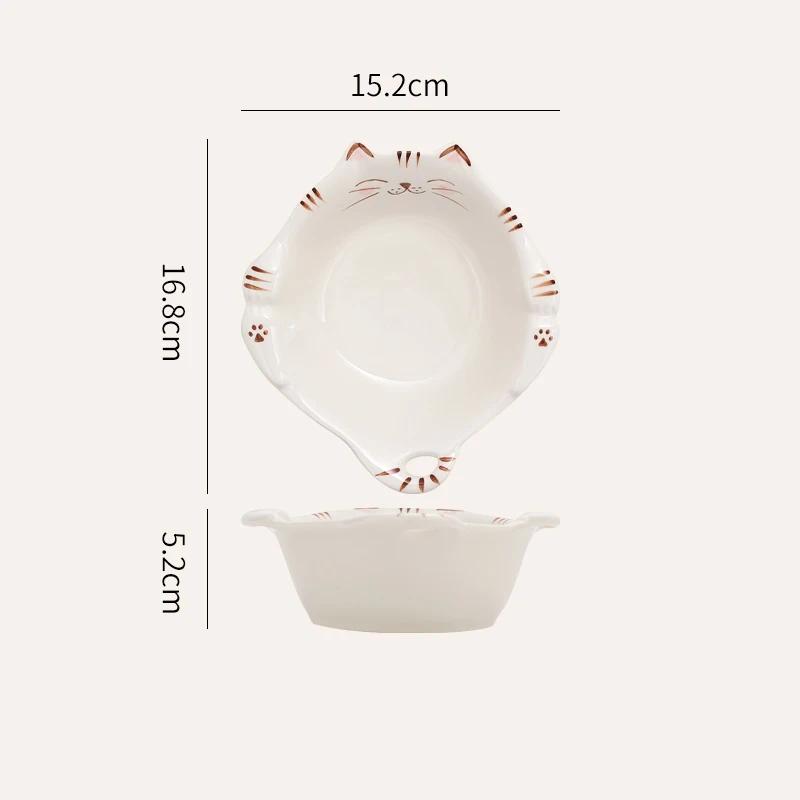 Милая керамическая тарелка с изображением кота, столовая посуда, креативные высококачественные тарелки для послеобеденного чая, торта, десерта, фруктов, изысканные домашние суповые миски