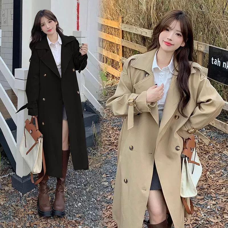 Тренч куртка женская средней длины стиль petite год новый осенняя мода темперамент шик осенняя одежда корейский плащ