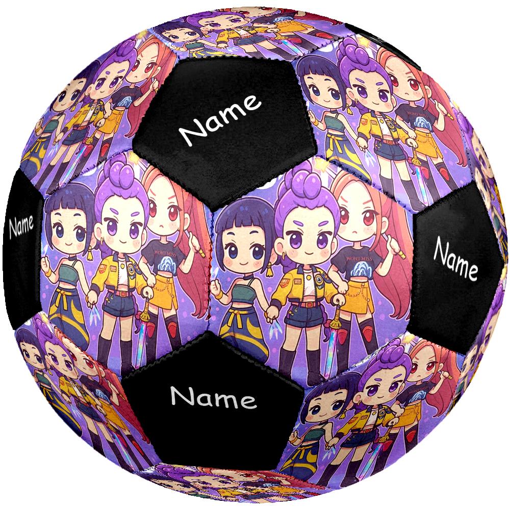Custom Name KPop Demon Hunters Theme Size 5 Soccer Ball, Suitable for Both Indoor and Outdoor Matches, a Gift Suitable for Everyone.