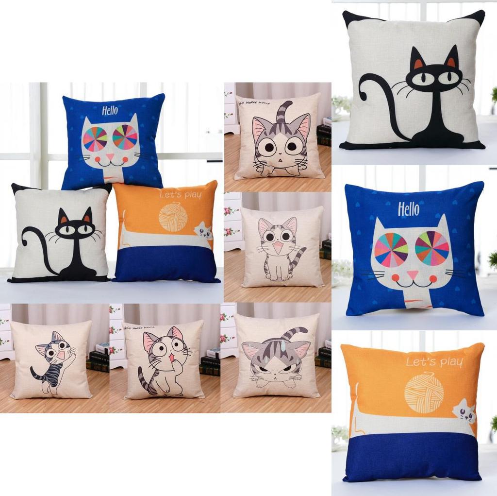 Kids Room Decorative Pillowcase With Cartoon Cat Pattern For Comfortable Rest