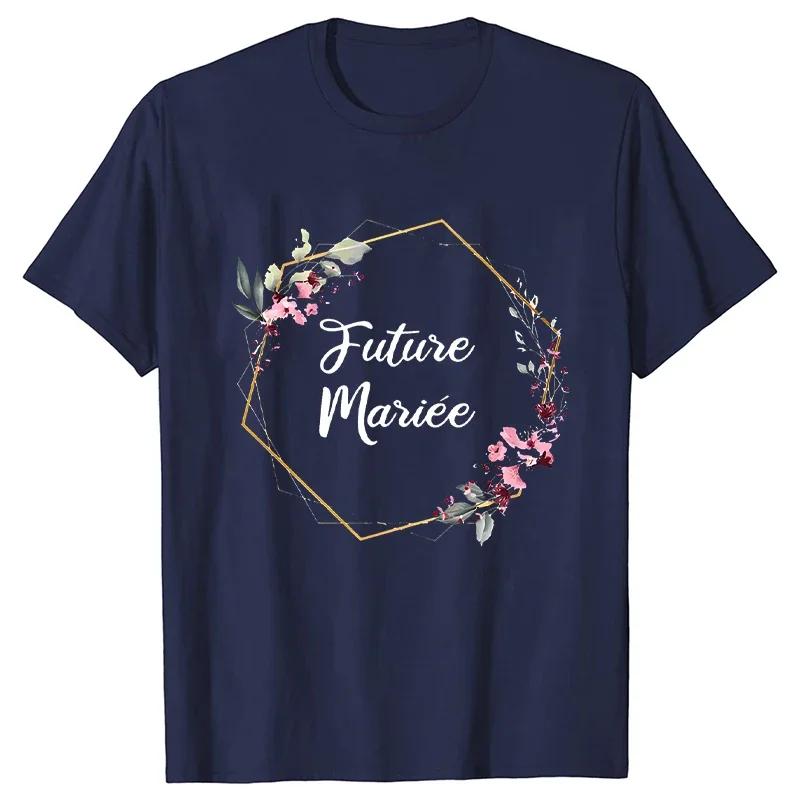 Свадебные футболки французского EVJF Future Team Bride Tops Bachelorette Hen Party Футболка с цветочным принтом для подружек невесты