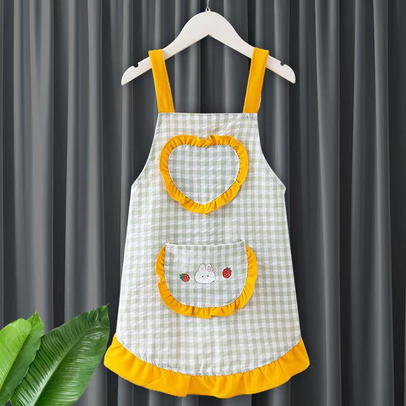 New Medium Large Children's Apron 3 To 6 Years Old Kindergarten Summer Sleeveless Waterproof Dirt-Proof Dressing Baby Eating Bib