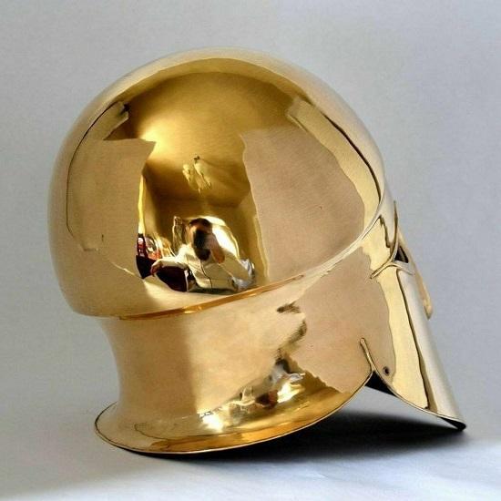 Greek Medieval  Corinthian Helmet Brass 18 Gauge Knight Helmet