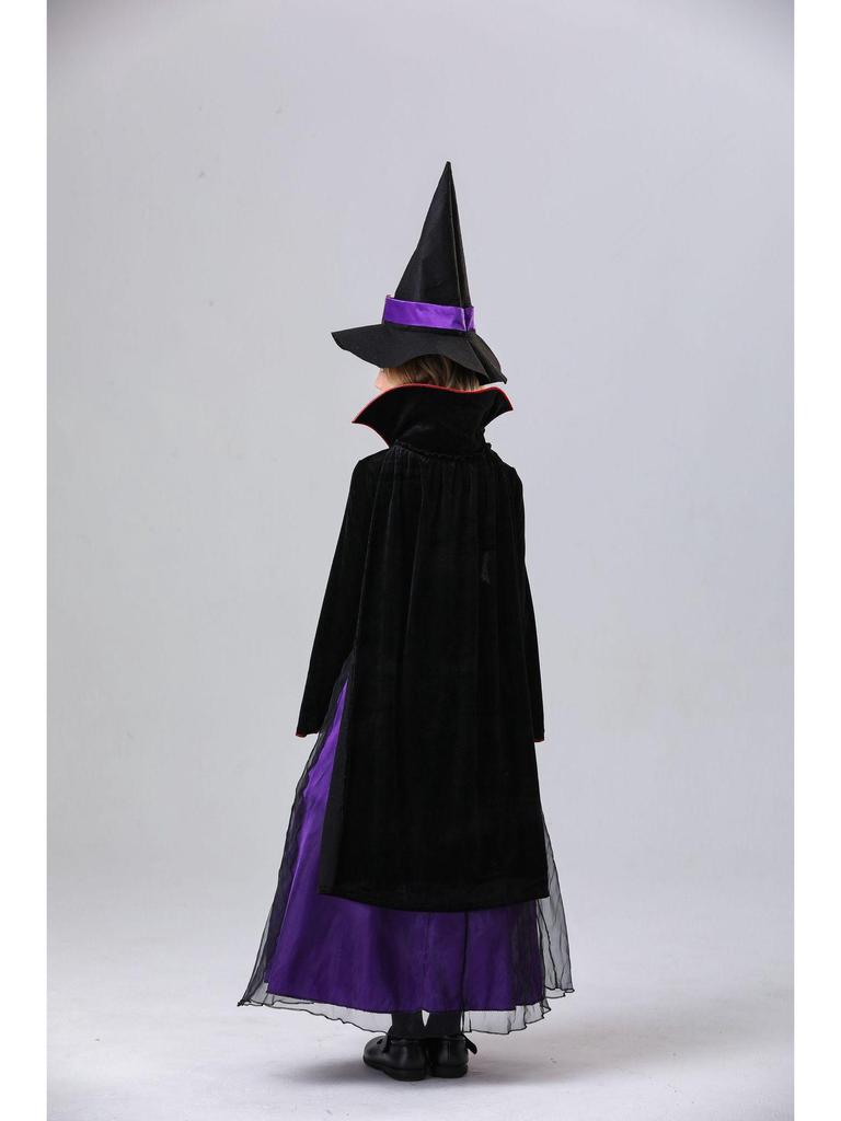 Черно-фиолетовый костюм ведьмы-вампира для взрослых и детей - Идеально подходит для Хэллоуина и сценических выступлений