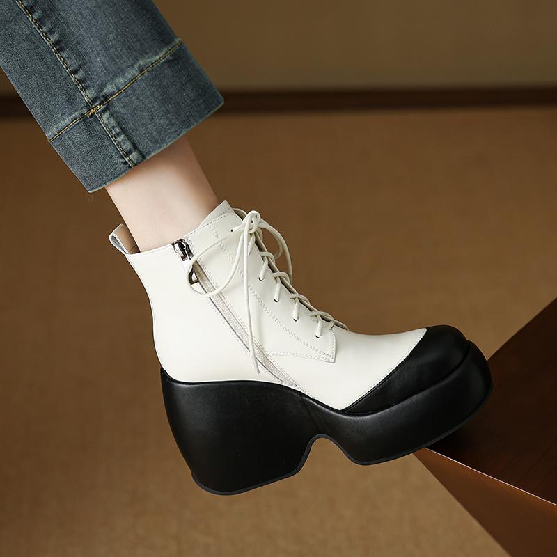 Мода 2025 НОВЫЕ Осенние Женские Ботинки Женская Обувь Круглый Носок Массивный Каблук Ботинки для Женщин Мотоциклетные Ботинки на Платформе высокий каблук